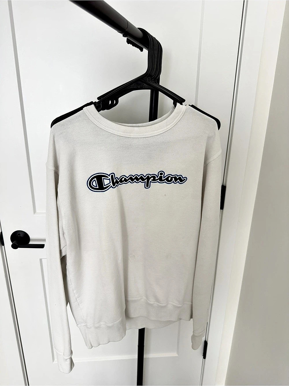 Champion Logo White Crewneck Sweatshirt